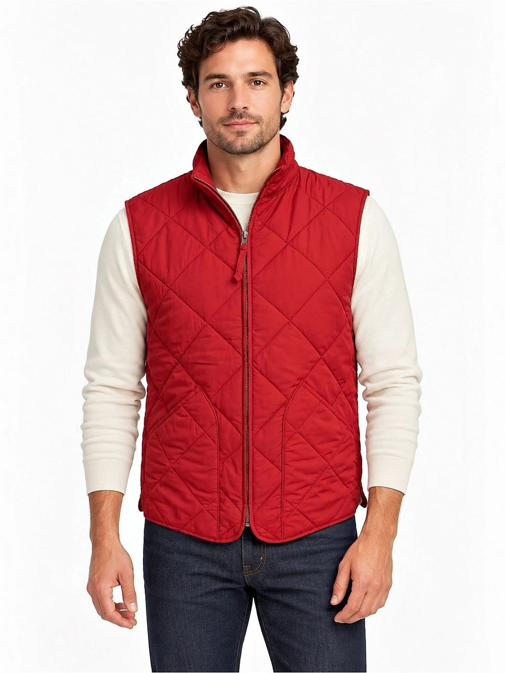 J.Crew Factory Walker Red Quilted Vest Men’s M 47752 FA14